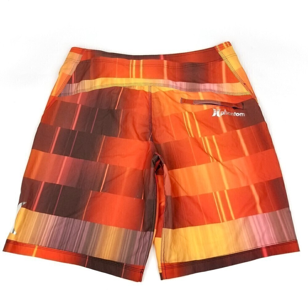 NEW Hurley Phantom Sunset Orange Red Flame Striped Surf Swim Board Shorts 36 Men - Picture 2 of 10